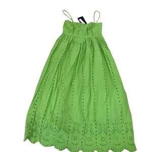 Layered with Love Poppy Green Eyelet Midi Dress Adjustable Straps DG4468 NWT